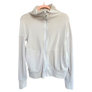 Spyder Cream Velour Full Zip Track Jacket S Mock Neck Athleisure Sporty Cozy